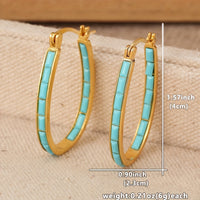 Gouden ovale oorbellen met turquoise