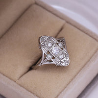 Zilveren vintage ring met heldere zirkonia