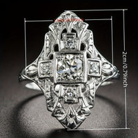 Zilveren vintage ring met heldere zirkonia