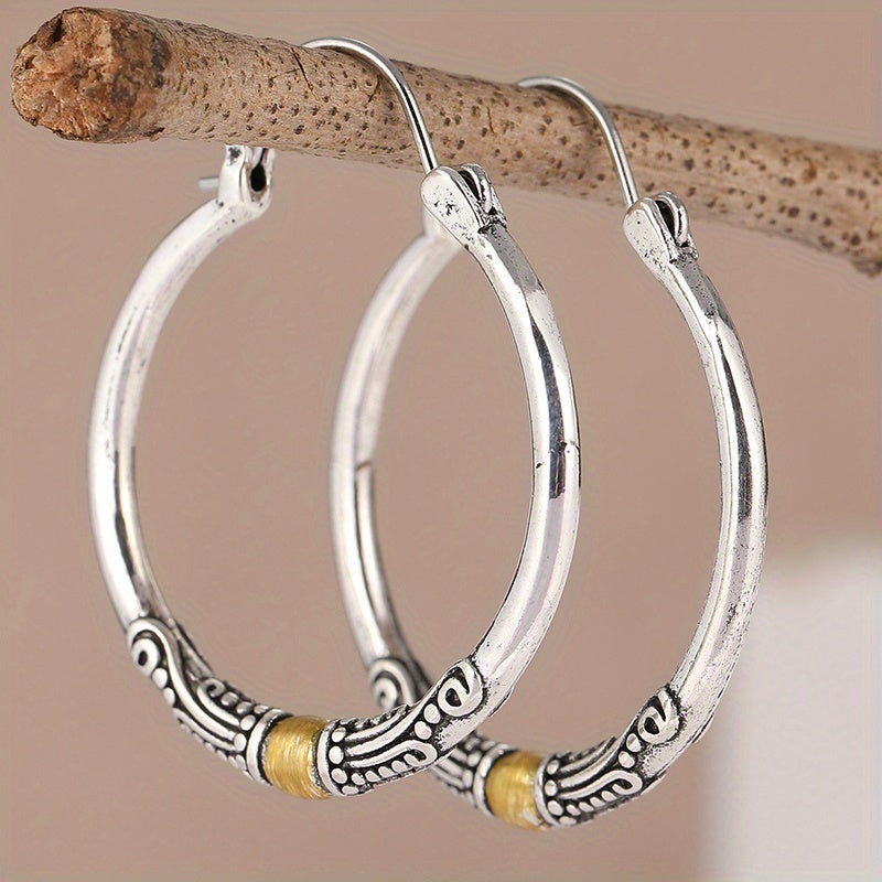 Zilveren Bali oorbellen met gouden accent, vintage