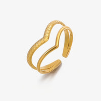 Gouden verstelbare ring met V-design