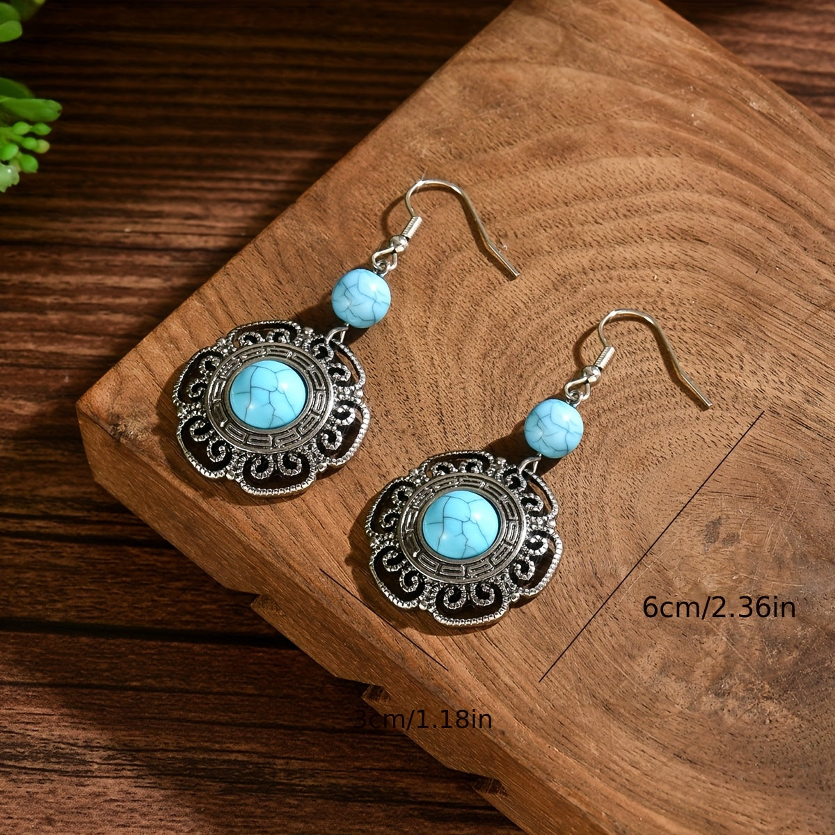 Zilveren bohemian oorbellen met filigraan en turquoise