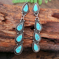 Zilveren vintage oorbellen met turquoise druppels