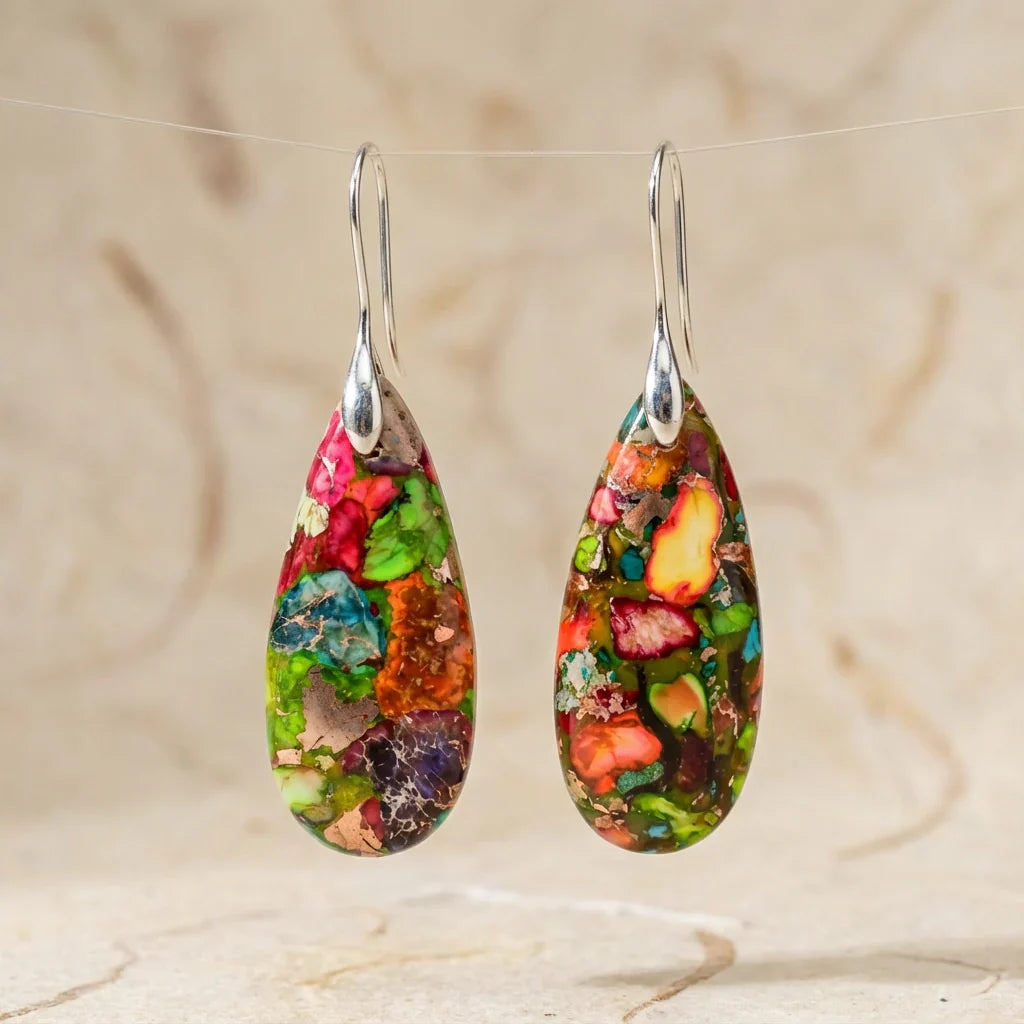 Decisive Jasper Earrings Silver-colored