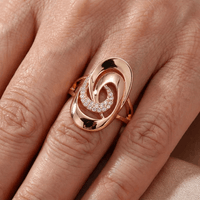 Roségouden ring met zirkonia spiraalmotief