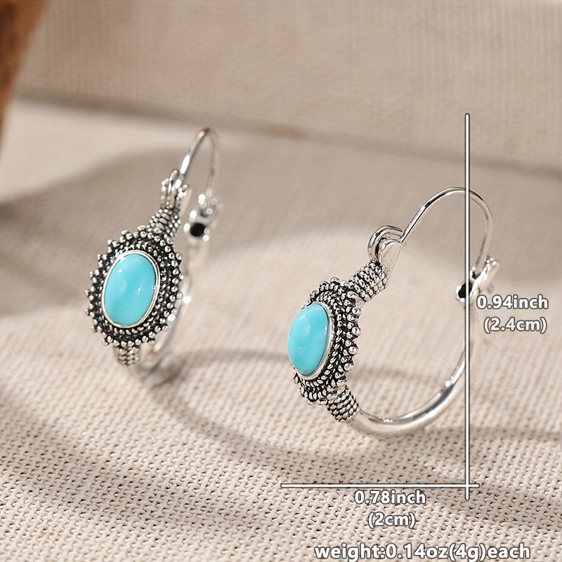 Bohemian ketting met turquoise kralen en druppelhanger