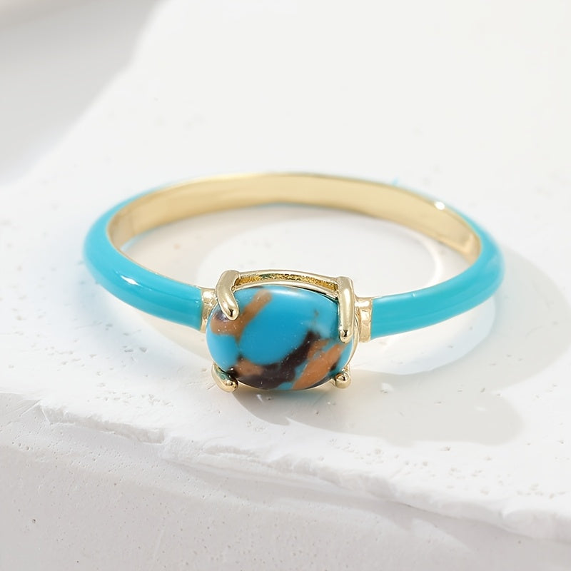 Gouden vintage oorbellen met turquoise stenen