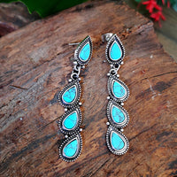 Zilveren vintage oorbellen met turquoise druppels