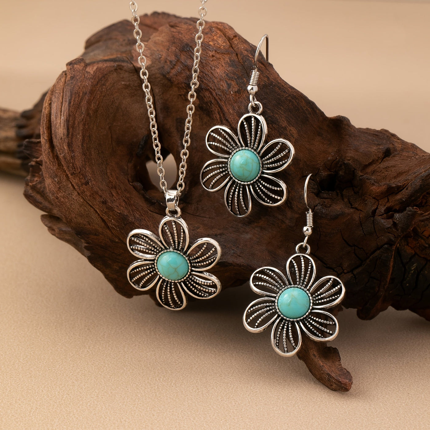 Zilveren vintage oorbellen met ovale turquoise