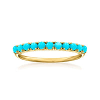 Gouden ring met rij turquoise kralen