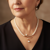 Gouden parelsieradenset met ketting en oorbellen