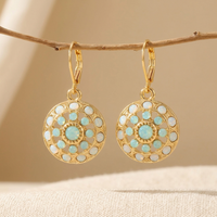 Gouden bohemian oorbellen met mozaïek mandala