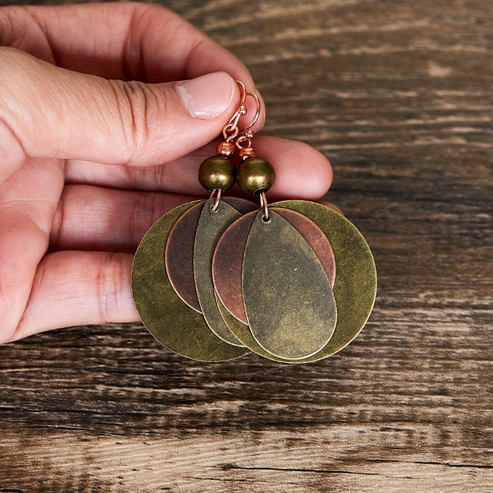 Bohemian oorbellen met ronde en druppelvormige schijfjes