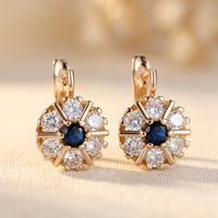 Gouden vintage oorbellen met zwarte marquise stenen