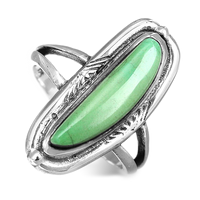 Zilveren bohemian ring met ovale groene turquoise