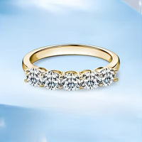 Gouden ring met vijf ovale zirconia