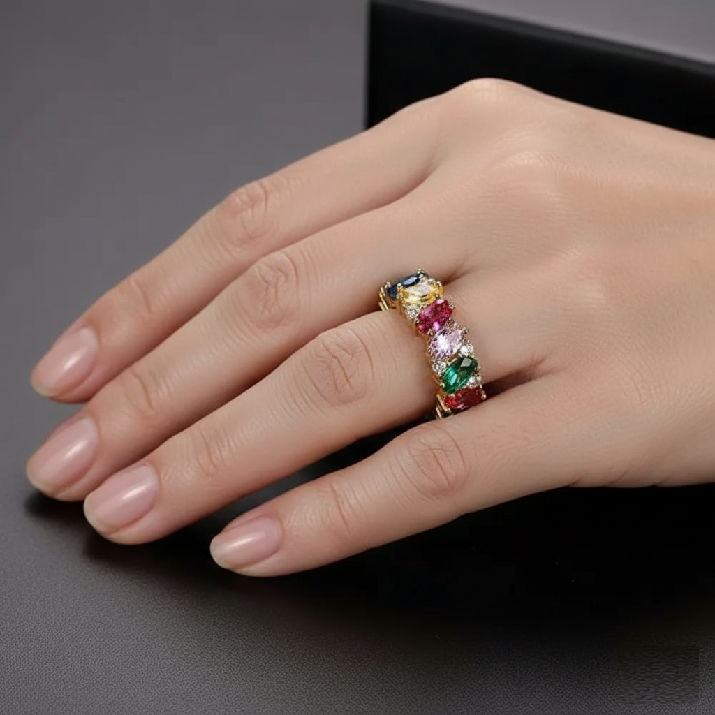 Gouden ring met heldere zirkonia