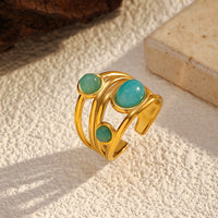 Gouden ring met amazoniet stenen