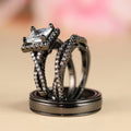 Zwart goud witte diamant driedelige set
