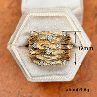 Gouden tak-ring met verspreide zirkonia
