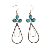Zilveren bohemian oorbellen met turquoise druppels