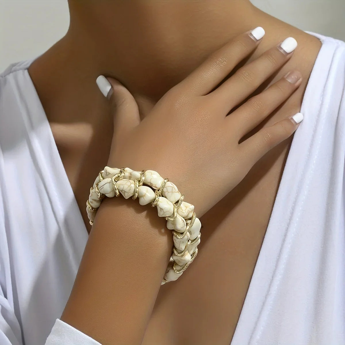 Bohemian ring met turquoise kralen