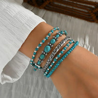 Bohemian zilveren armbandenset met turquoise
