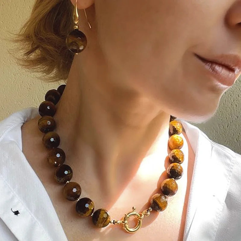 Bold Tiger's Eye Necklace & Earrings (set or separate)