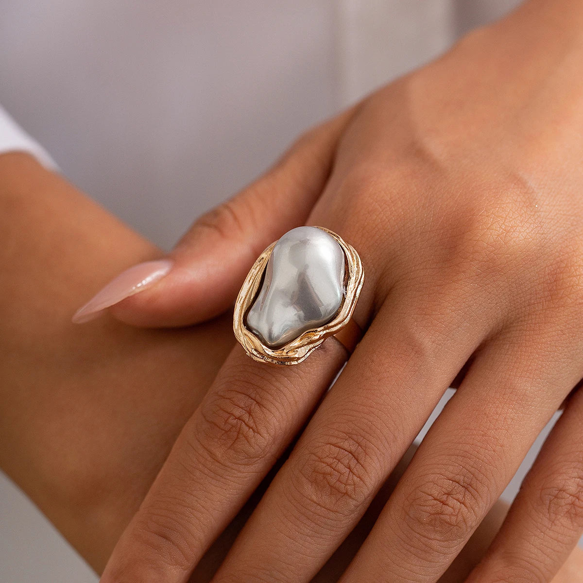 Gouden ringenset met barokparels