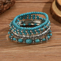 Bohemian zilveren armbandenset met turquoise