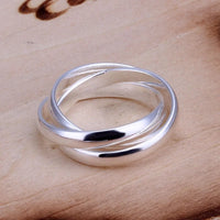 Zilveren drievoudige verweven ring