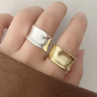 Zilveren brede verstelbare ring minimalistisch