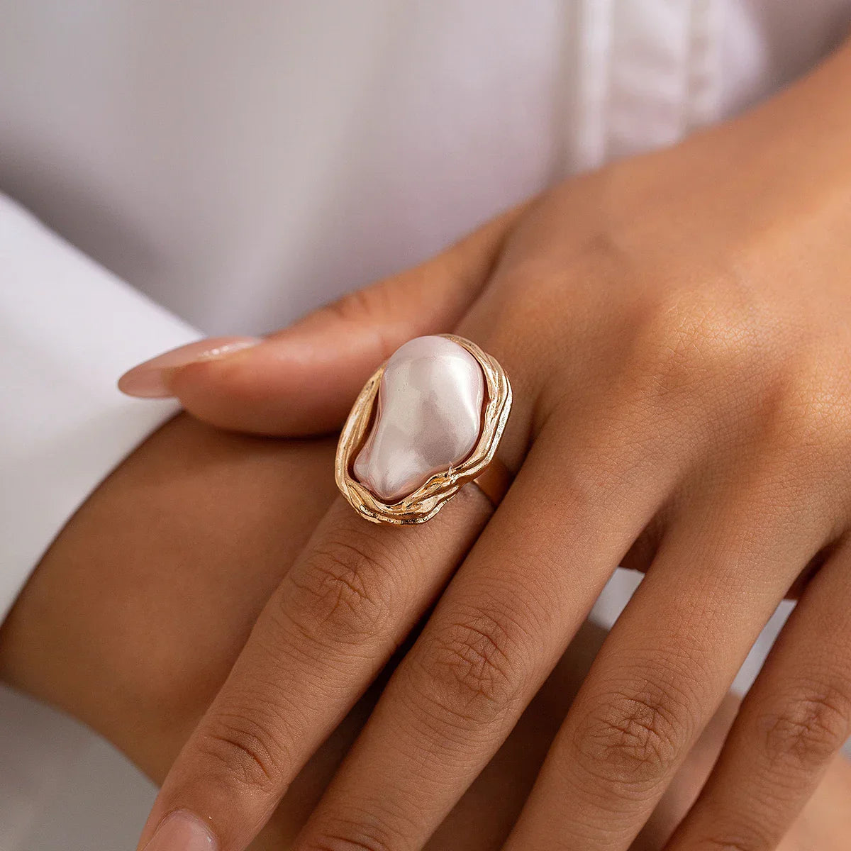 Gouden ringenset met barokparels