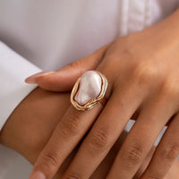 Gouden ringenset met barokparels