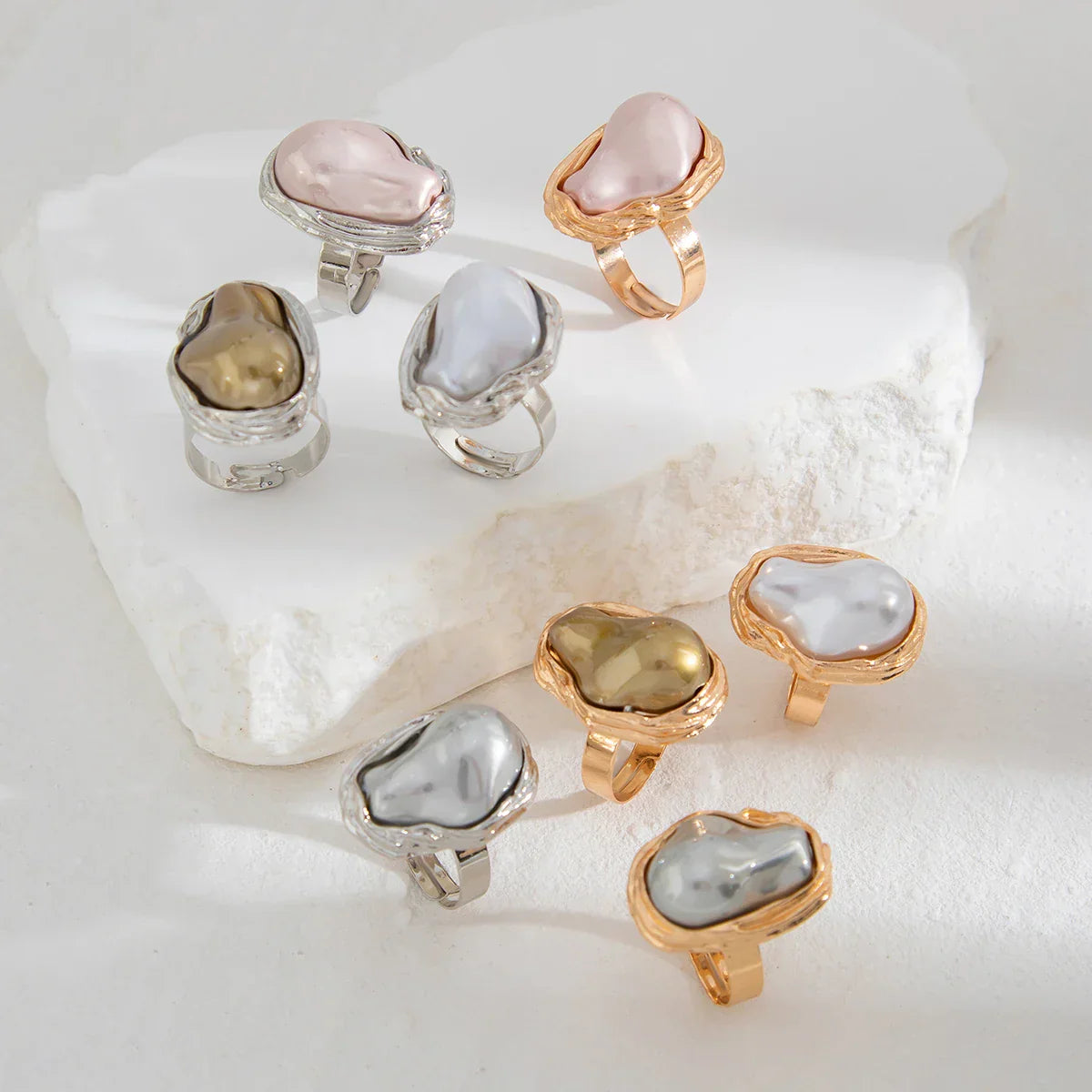 Gouden ringenset met barokparels