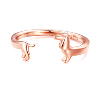 Roségouden teckel ring