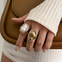 Gouden ringenset met barokparels