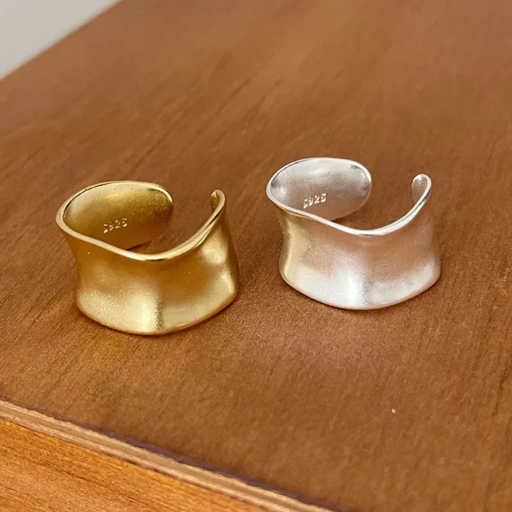 Zilveren brede verstelbare ring minimalistisch