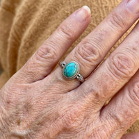 Zilveren vintage ring met ovale turquoise