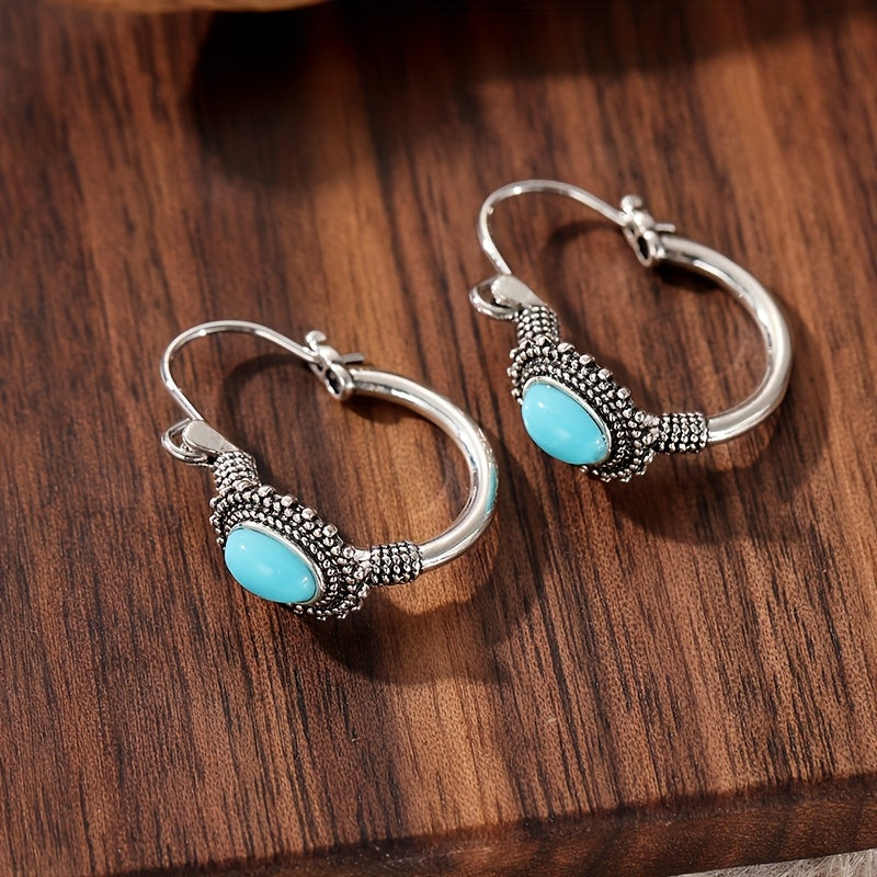 Bohemian ketting met turquoise kralen en druppelhanger