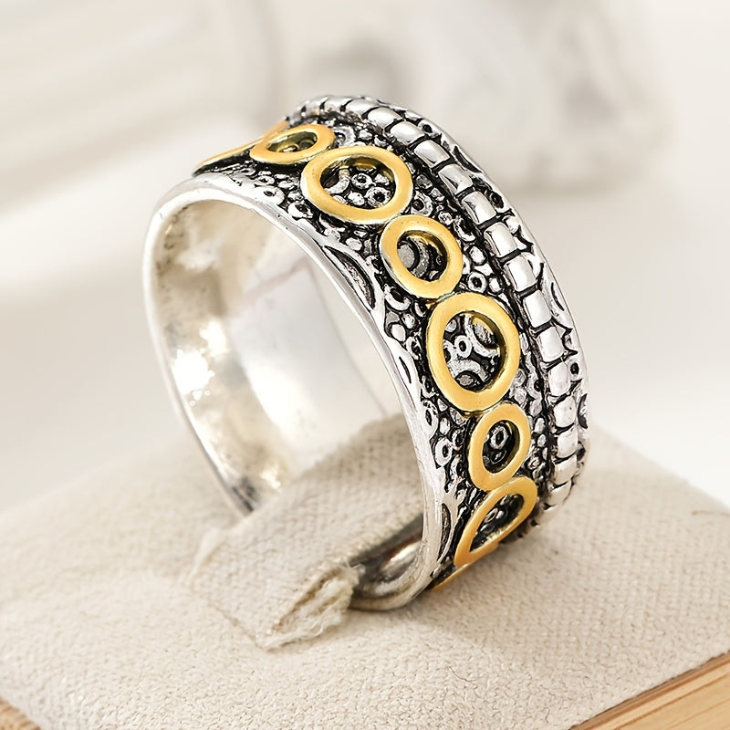 Zilveren vintage ring met gouden cirkelmotief