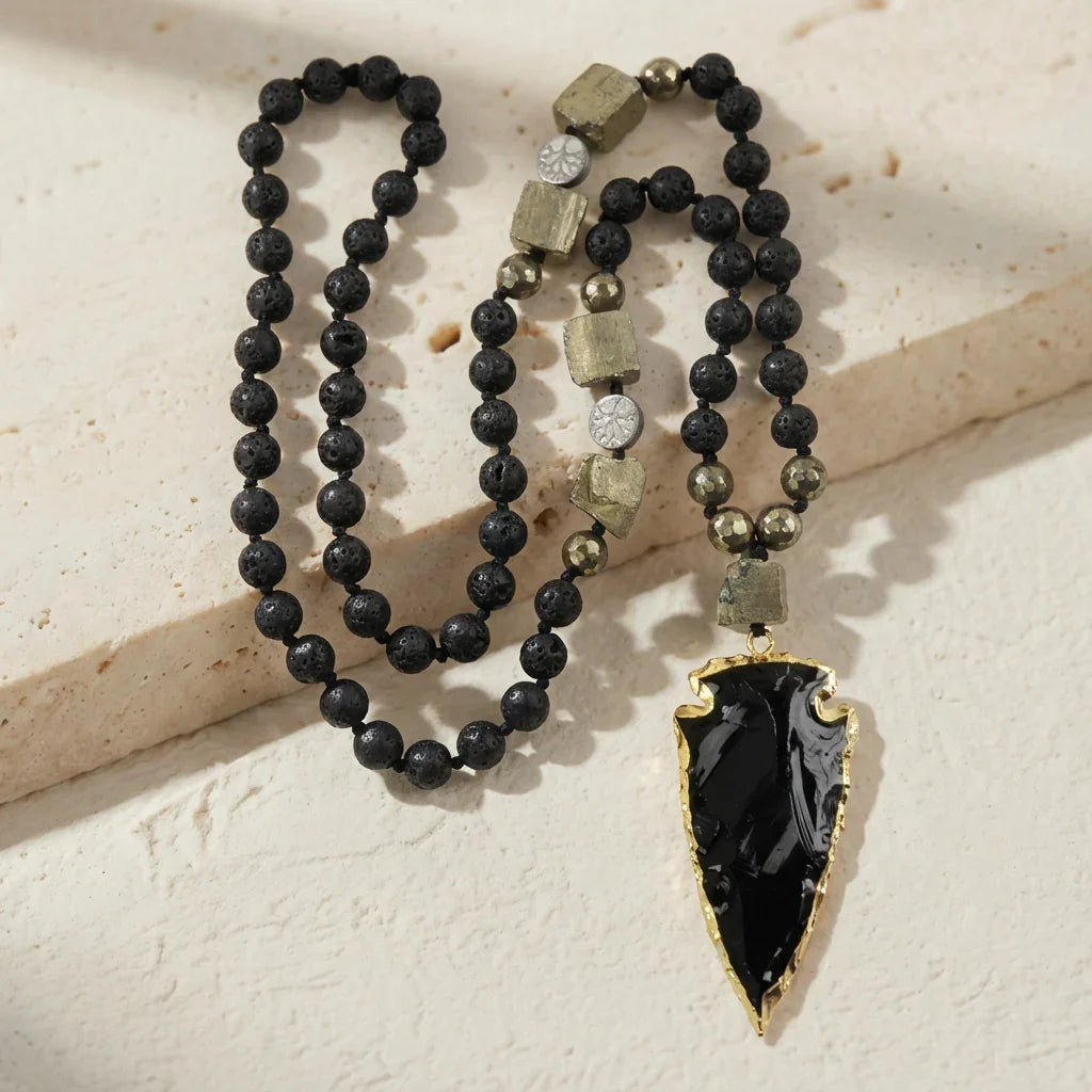 Black Obsidian Arrow Necklace
