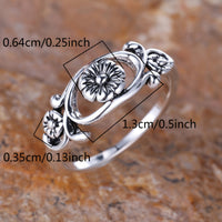 Zilveren vintage ring met bloemmotief