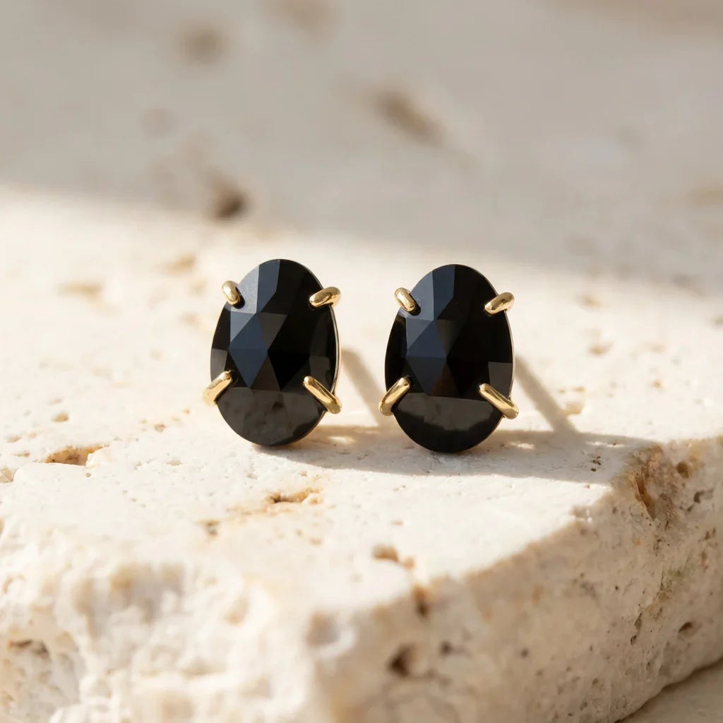 Powerful Black Onyx Stud Earrings