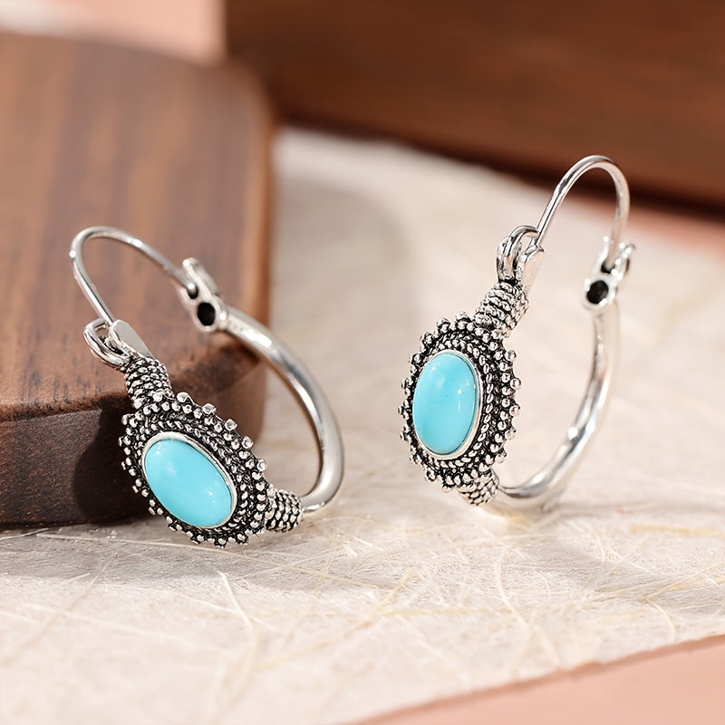Bohemian ketting met turquoise kralen en druppelhanger