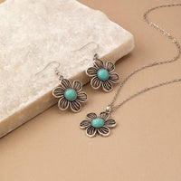 Zilveren vintage oorbellen met ovale turquoise