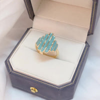 Gouden ring met turquoise geëmailleerde strepen
