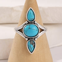 Zilveren ring met drie turquoise edelstenen