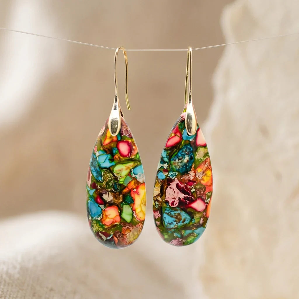 Decisive Jasper Earrings Gold-colored