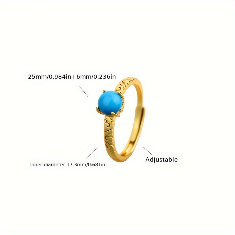 Gouden vintage ring met turquoise edelsteen